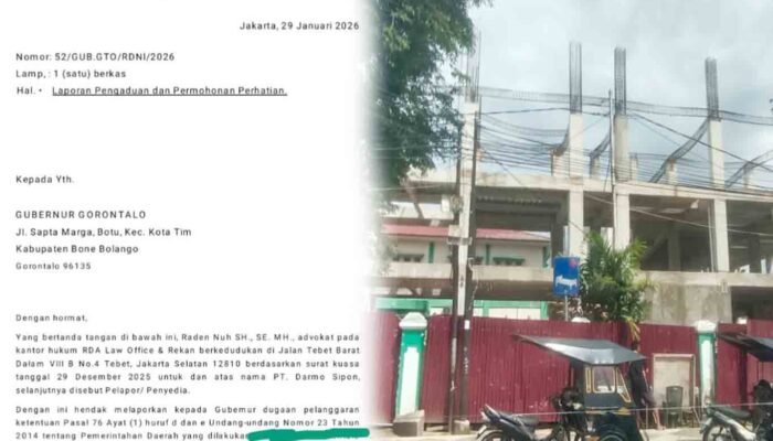 Dugaan Pemerasan 1,3 Miliar Proyek RS. Dunda, Darmo Sipon Laporkan Pejabat Pemkab Gorontalo ke Gubernur Gusnar