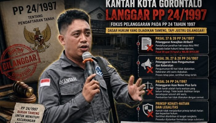 Klaim Patuh Pada PP24/1997, Tameng Kantah Kota Gorontalo Disebut Justru Melanggar