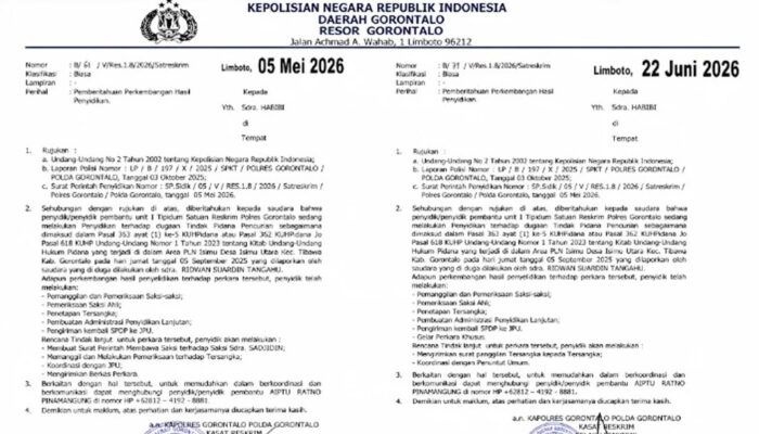 Dua SP2HP Disebut Hanya Berubah Tanggal, Penasehat Hukum Habibi Soroti Kinerja Polres Gorontalo